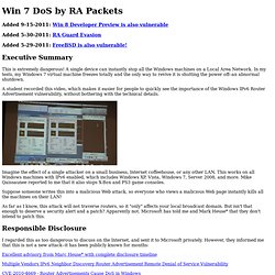 Win 7 DoS by RA Packets