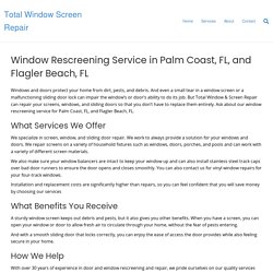 Window Rescreening in Palm Coast, FL