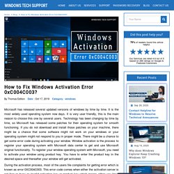 Fix Windows Activation Error 0xC004C003?