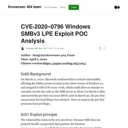 CVE-2020–0796 Windows SMBv3 LPE Exploit POC Analysis
