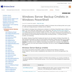 Windows Server Backup Cmdlets in Windows PowerShell