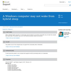 A Windows computer may not wake from hybrid sleep