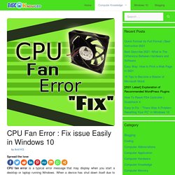 CPU Fan Error : Fix Issue Easily In Windows 10