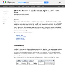 From Info Windows to a Database: Saving User-Added Form Data - Google Maps API