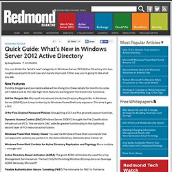 Quick Guide: What's New in Windows Server 2012 Active Directory