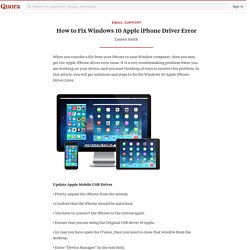 How to Fix Windows 10 Apple iPhone Driver Error