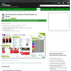 Cheat Sheet for Windows Phone Modern UI Design