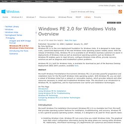 Windows PE 2.0 for Windows Vista Overview