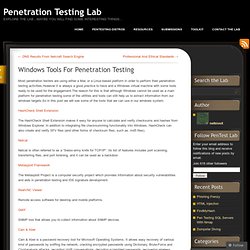 Windows Tools For Penetration Testing