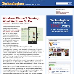 Windows Phone 7 Gaming: What We Know So Far