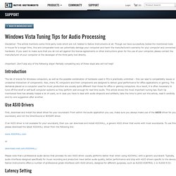 Windows Vista Tuning Tips for audio processing