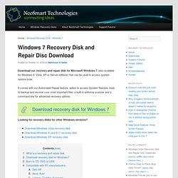 Windows 7 Recovery Disk and Repair Disc Download