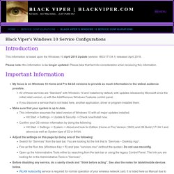 Black Viper’s Windows 10 Service Configurations
