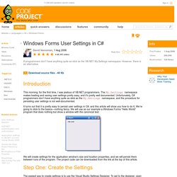 Windows Forms User Settings in C#
