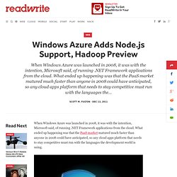 Windows Azure Adds Node.js Support, Hadoop Preview - ReadWriteCloud
