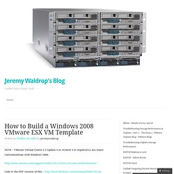 How to Build a Windows 2008 VMware ESX VM Template