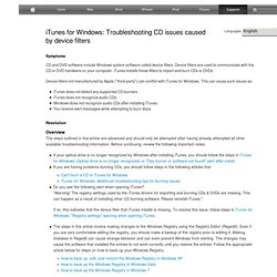 iTunes for Windows: Troubleshooting CD issues caused by device filters