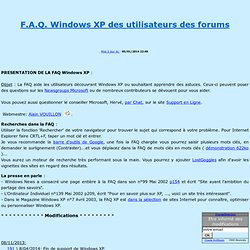 FAQ Windows XP des utilisateurs des forums