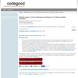 MySQL-python 1.2.3 for Windows and Python 2.7, 32bit and 64bit versions