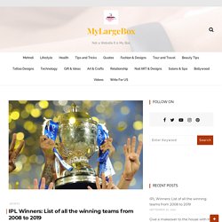 IPL Winners: List of all the winning teams from 2008 to 2019