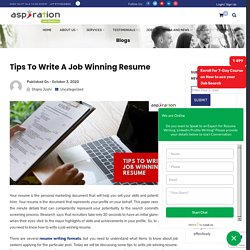 Tips To Write A Job Winning Resume