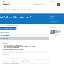 WinSAT test fails in Windows 7