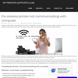 Fix wireless printer not communicating with computer