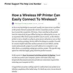 How a Wireless HP Printer Can Easily Connect To Wireless?