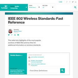 IEEE 802 Wireless Standards: Fast Reference - Reference from WhatIs.com