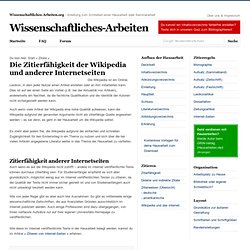 Die Zitierfähigkeit der Wikipedia und anderer Internetseiten