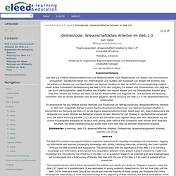 eleed - Onlinestudie: Wissenschaftliches Arbeiten im Web 2.0