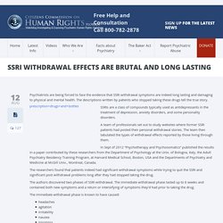 SSRI Withdrawal Effects Are Brutal and Long Lasting – Citizens Commission on Human Rights, CCHR