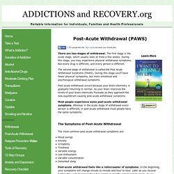 Post-Acute Withdrawal Symptoms - Relapse Prevention Strategies