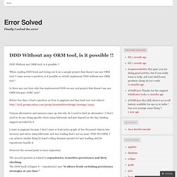 DDD Without any ORM tool, is it possible !! « Error Solved