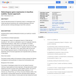 Patent WO1993020214A1 - Heterologous gene expression in bacillus subtilis: fusion approach - Google Patents