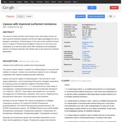 Patent WO1995030744A2 - Lipases with improved surfactant resistance - Google Patents