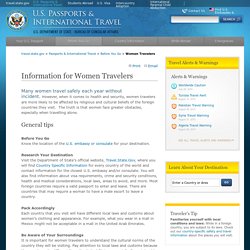 Women Travelers Tips from U.S. State Department