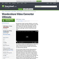 Wondershare Video Converter Ultimate - Free software downloads and software reviews