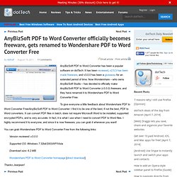 AnyBizSoft PDF to Word Converter officially becomes freeware, gets renamed to Wondershare PDF to Word Converter Free