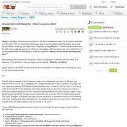 Woocommerce Or Magento - What to use and when?