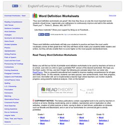 Word Definition Worksheets