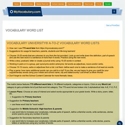 Word list, List of words - www.myvocabulary.com