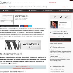 Les nouveautés de WordPress 3.1 !