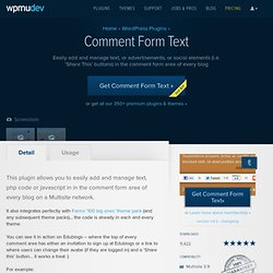 Comment Form Text description WordPress MU plugins, themes and