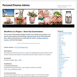 WordPress 2.x Plugins – Show Top Commentators Personal Finance Advice