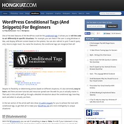 WordPress Conditional Tags (And Snippets) for Beginners