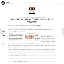Wordpress: Content Output in 2 Columns