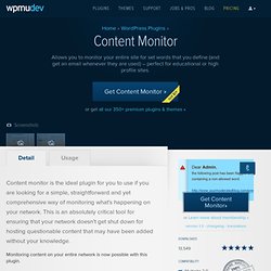 Content Monitor description WordPress MU plugins, themes and s