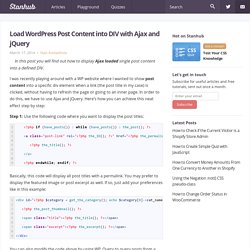 Load WordPress Post Content into DIV with Ajax and jQuery – Stanhub