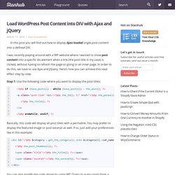 Load WordPress Post Content into DIV with Ajax and jQuery – Stanhub